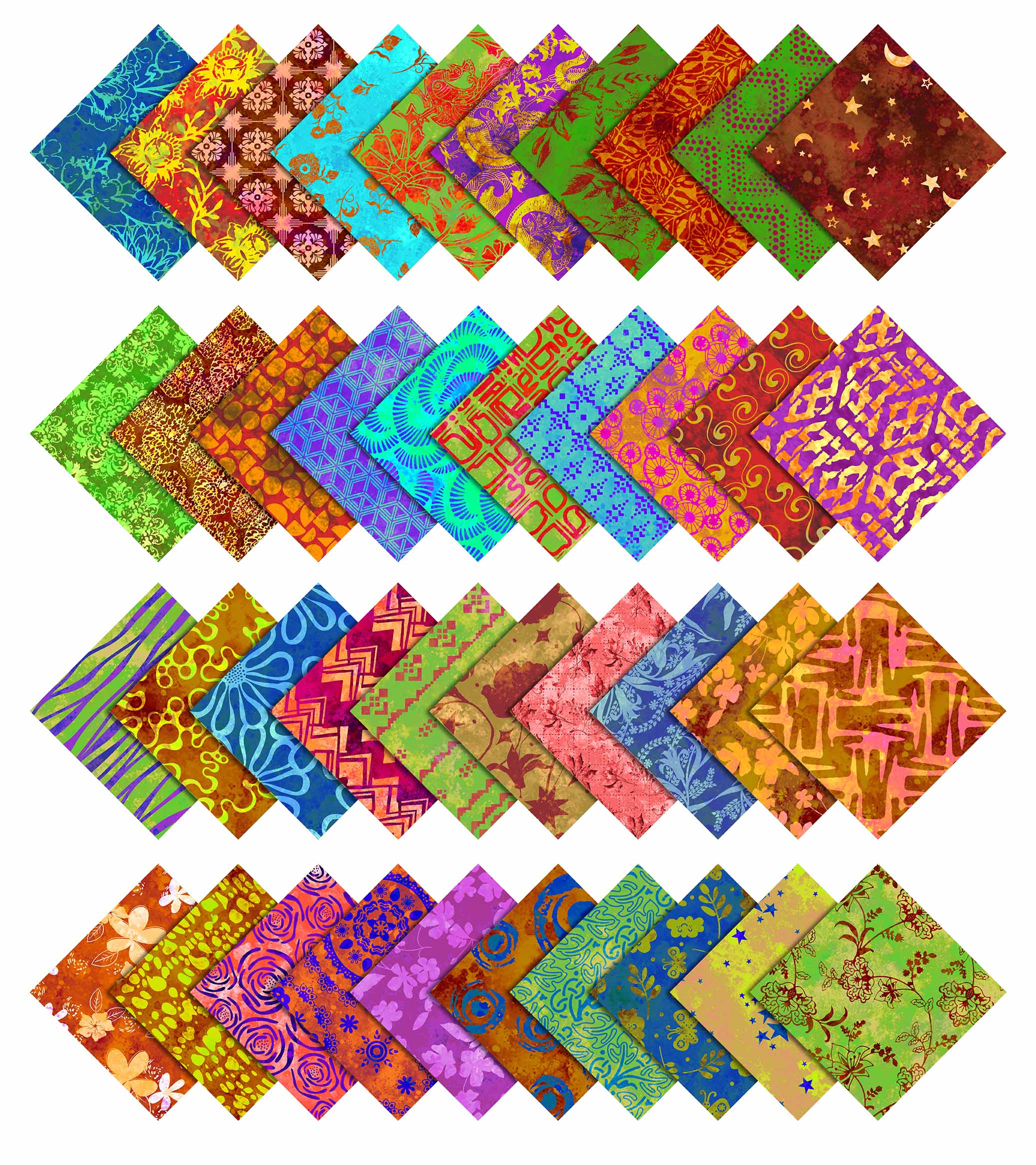 Soimoi Batik Print Precut 5-inch Cotton Fabric Quilting Squares